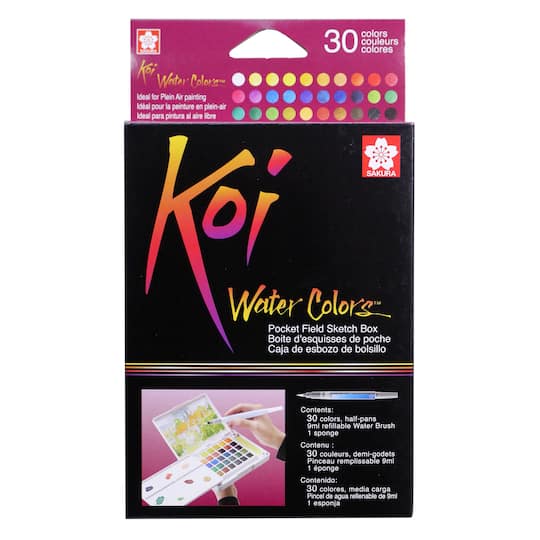 Koi&#xAE; Water Colors&#x2122; Pocket Field Sketch Box, 30 Colors